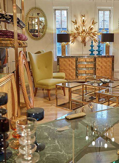 Interior of mid century design furniture shop