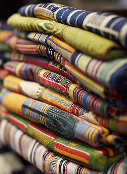Folded pile of Vintage African Textile 