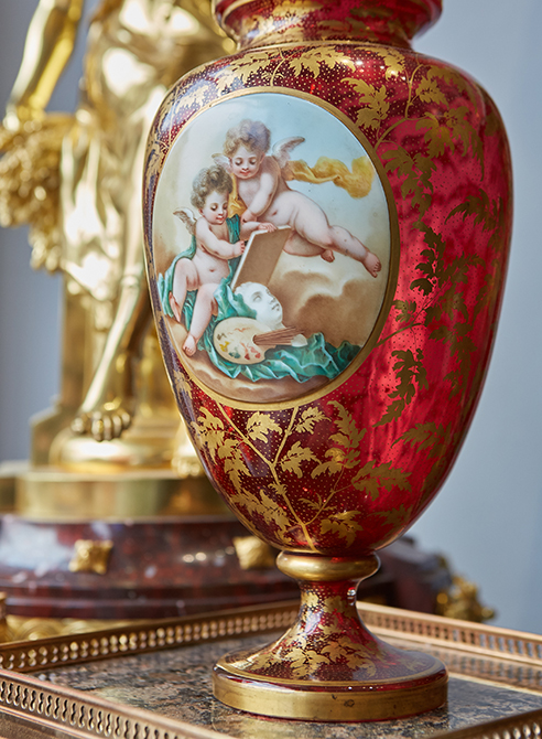 close up of large European vase