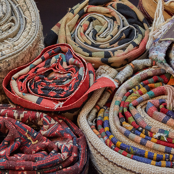 Rolled up rugs