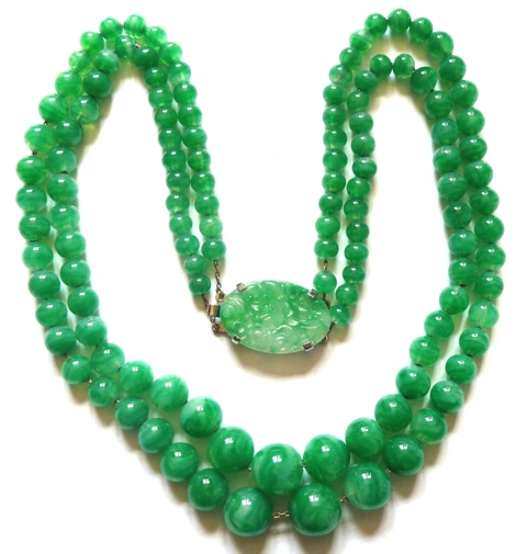 double row green beads