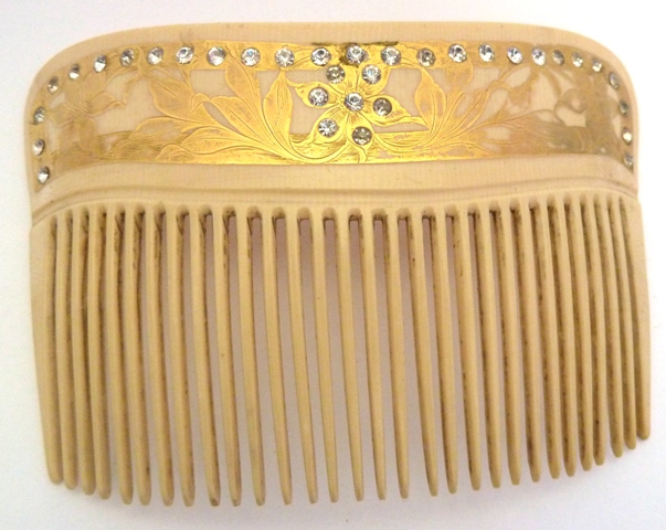 cream celluloid hair comb