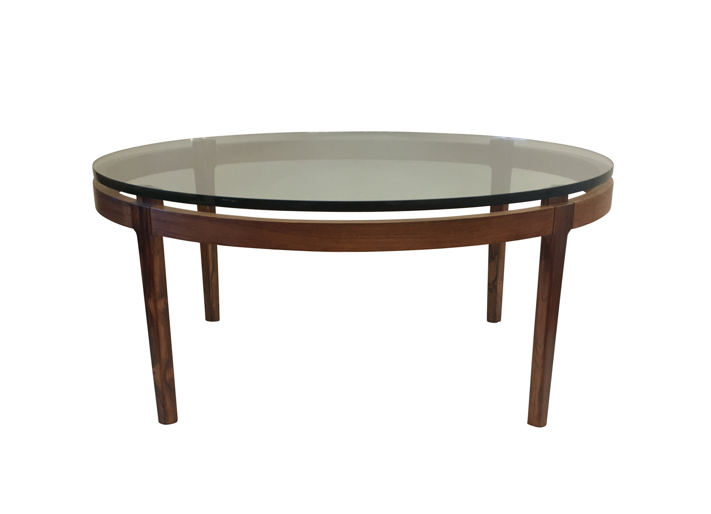 Round Rosewood Coffee Table with glass top