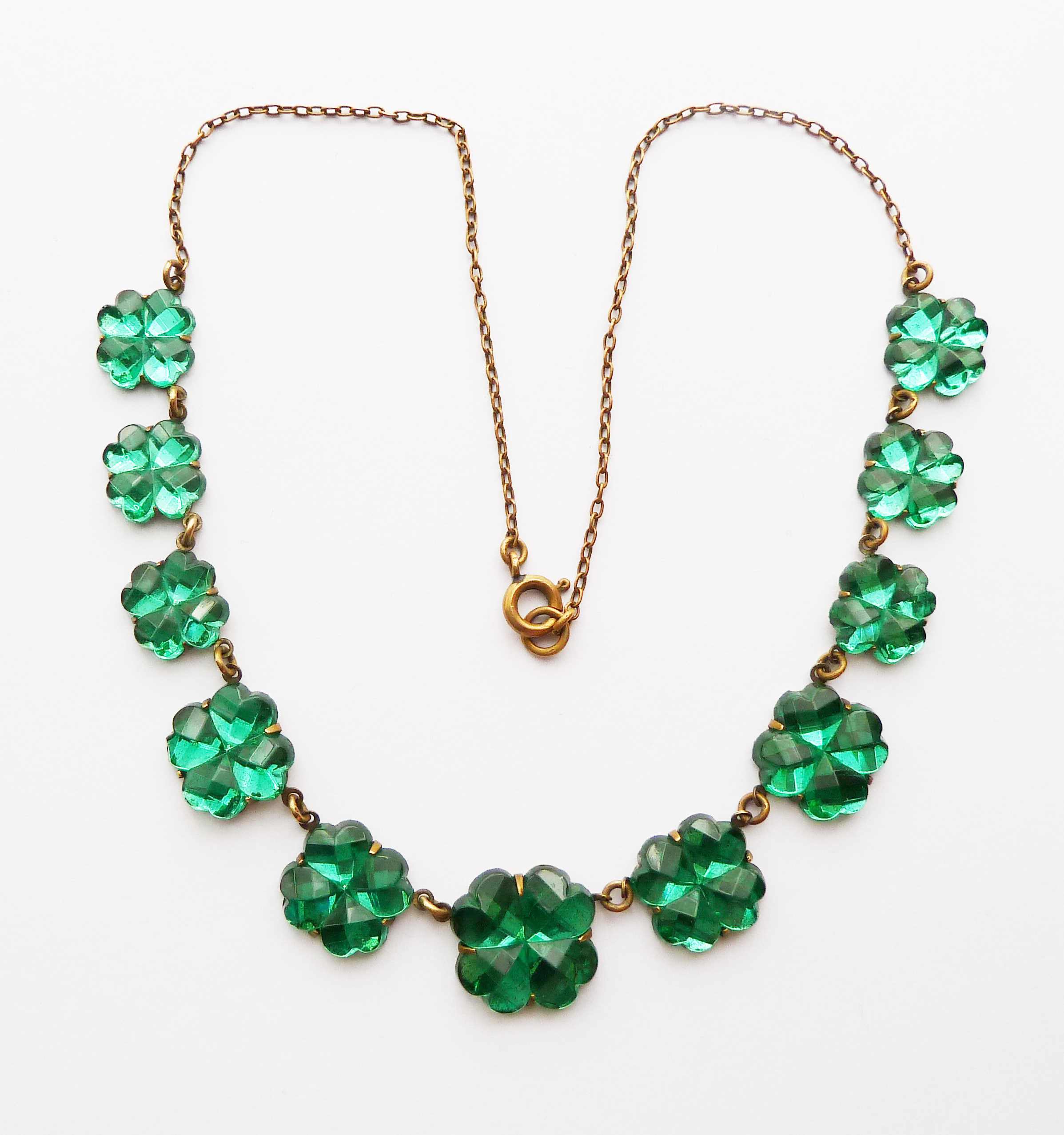 green mirror glass necklace 