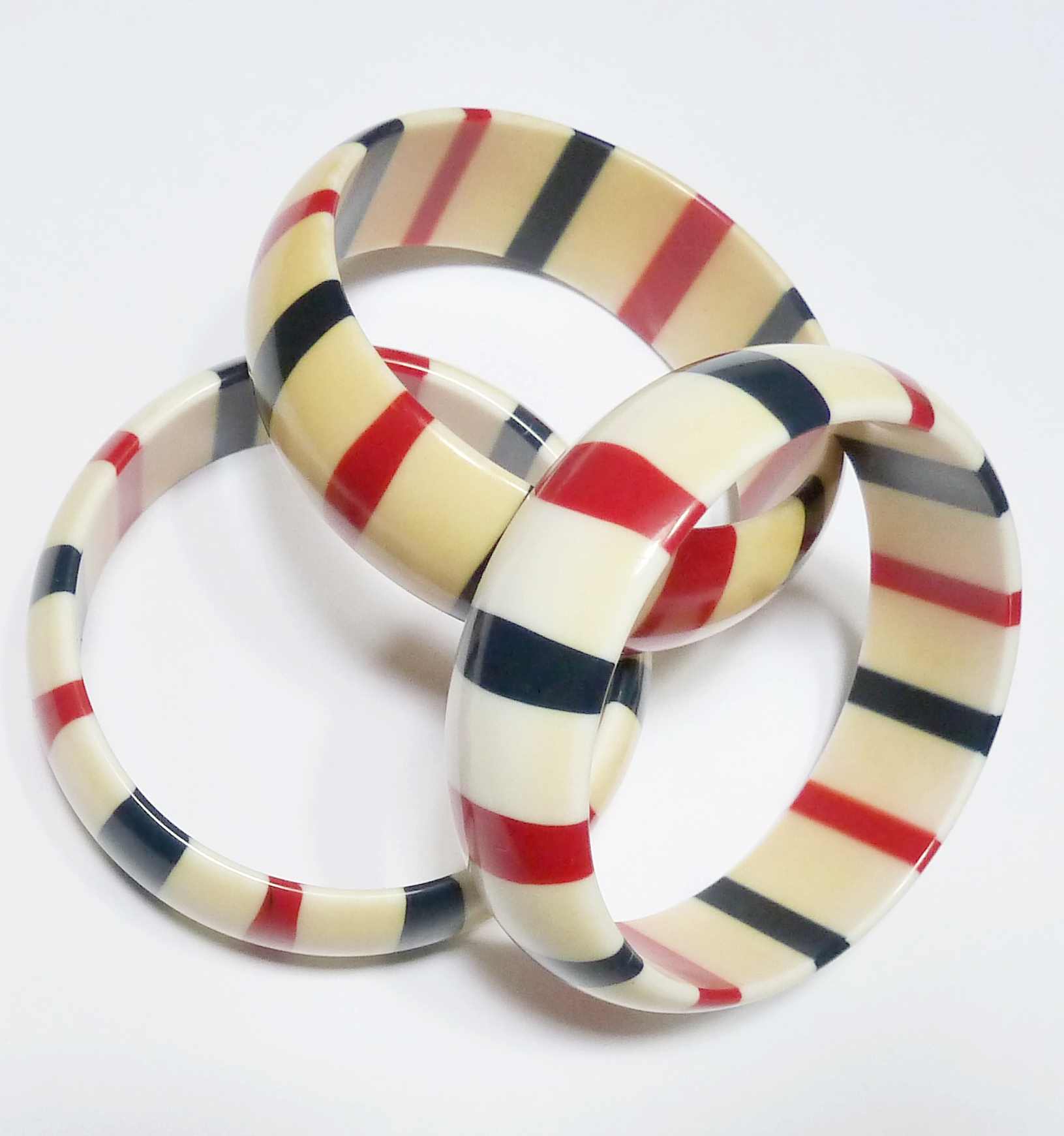 3 striped bakelite bangles