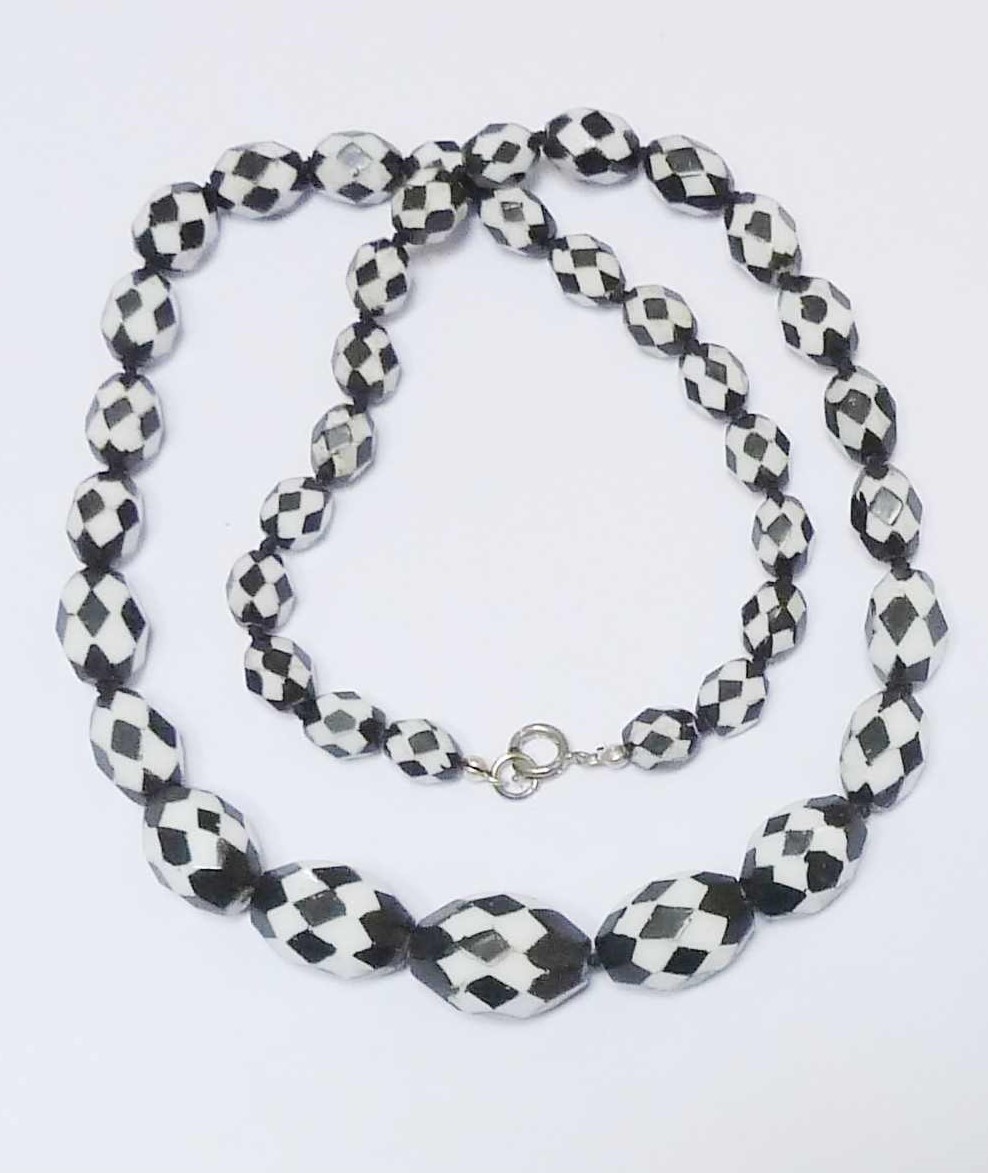 Buy Black Blue and White Beaded Dangle Necklace online at ilandlo.com