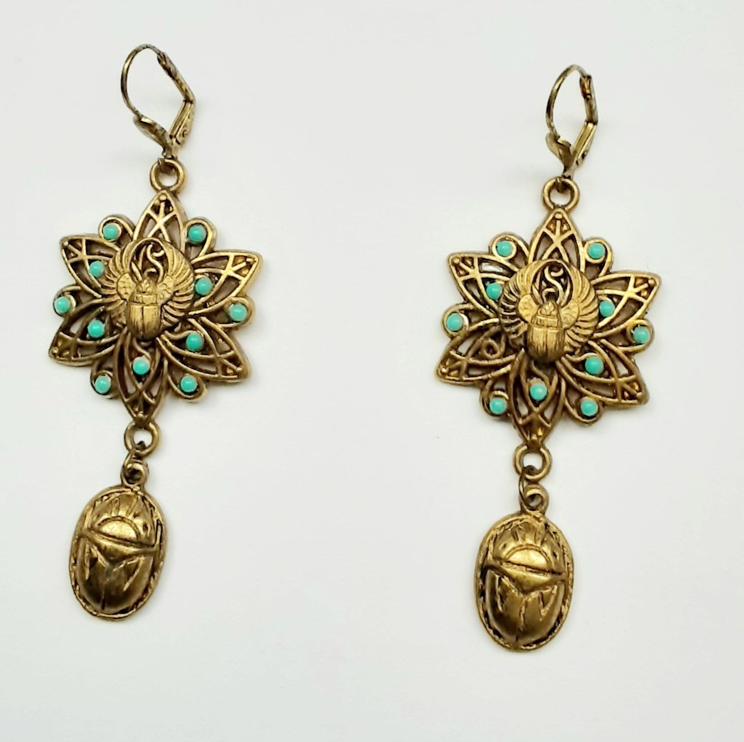 egyptian revival scarab earrings