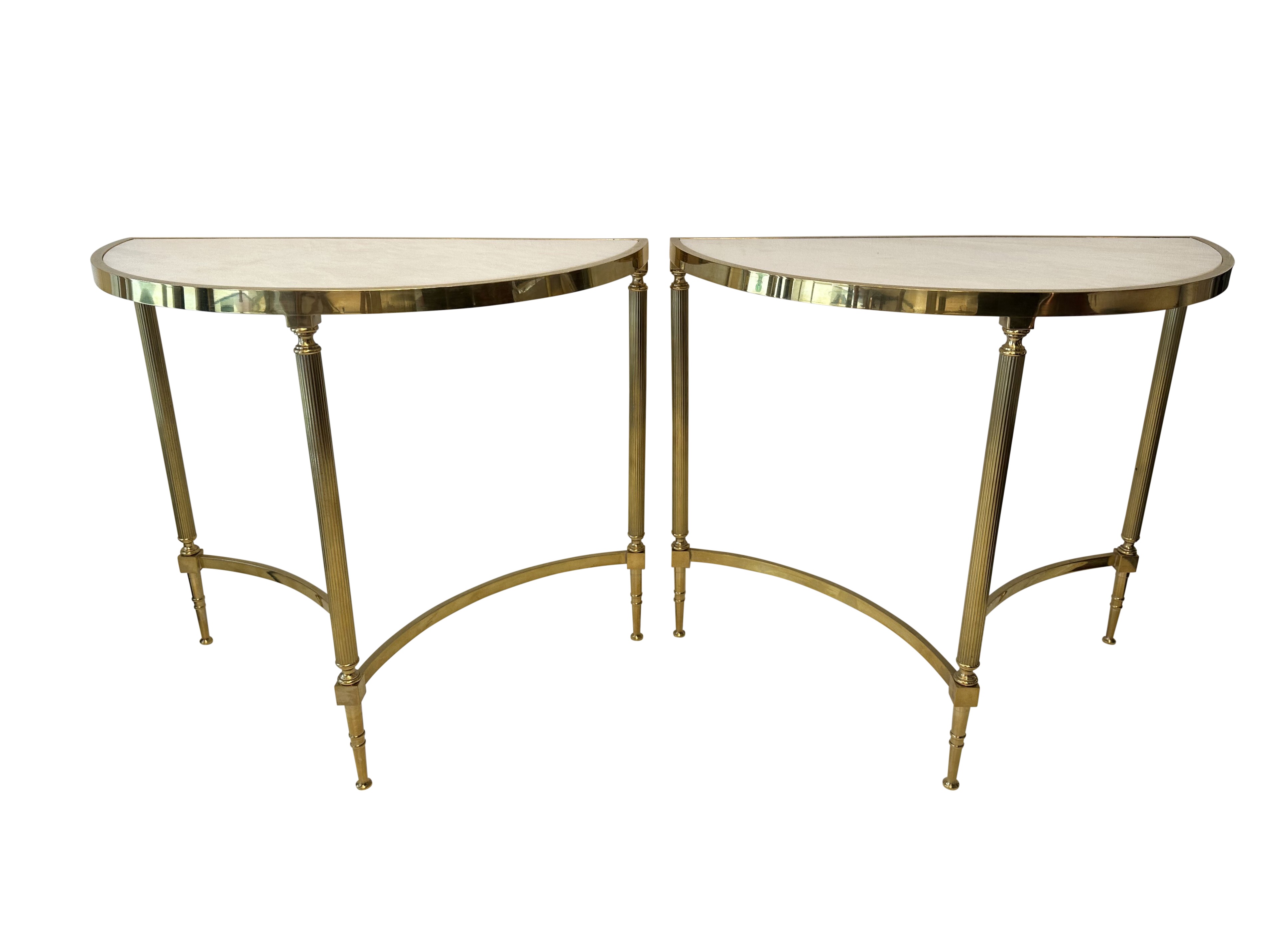 Brass and white marble side tables