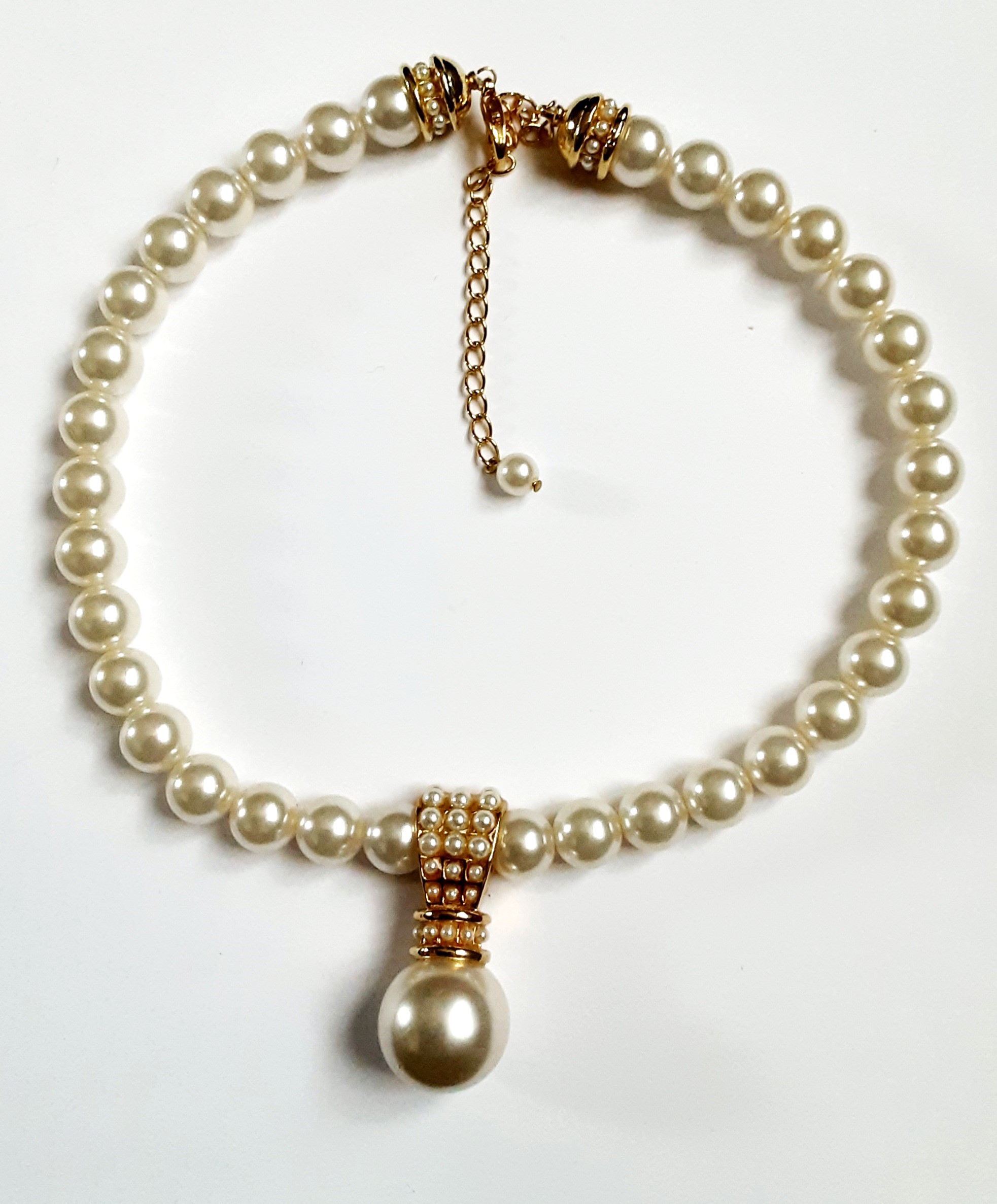 pearls collar vintage necklace with drop