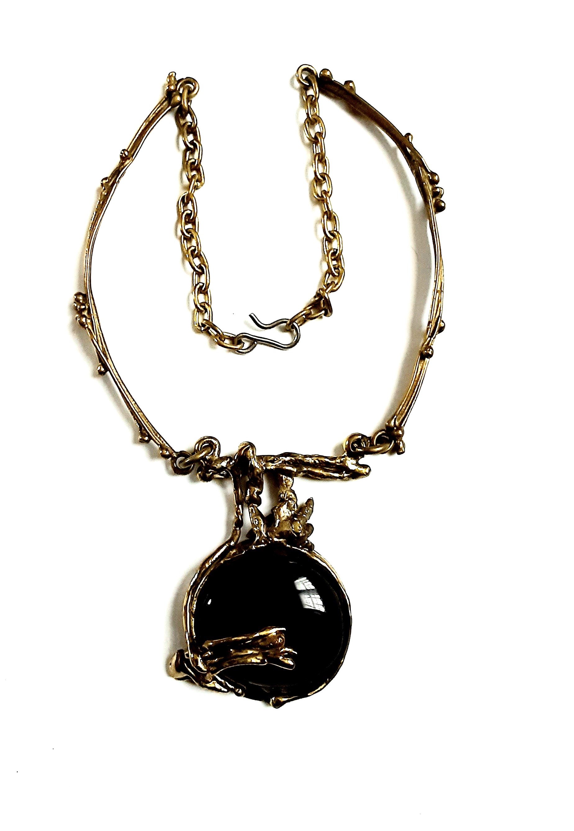 glass and brass modernist/brutalist necklace