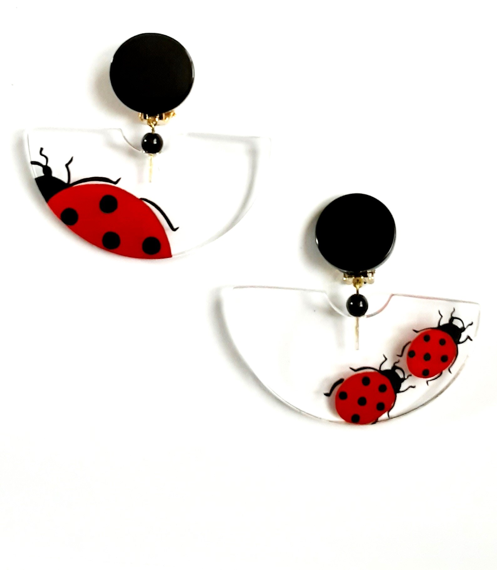 Pavone ladybug clip earrings