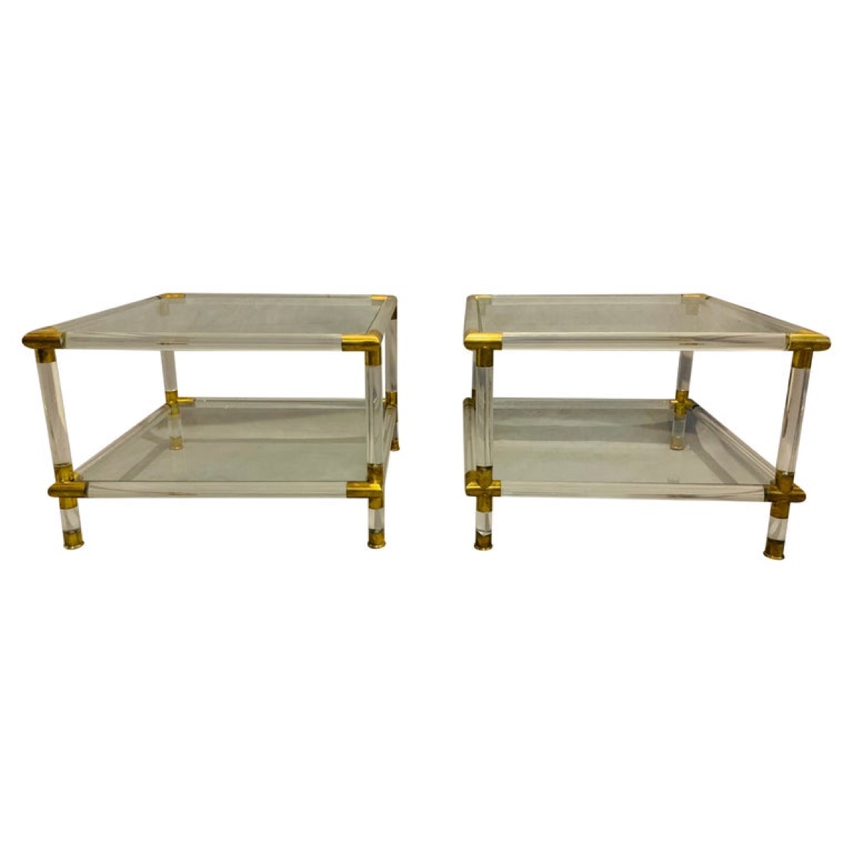 Pair of 1970s Italian Acrylic & Glass Side Tables