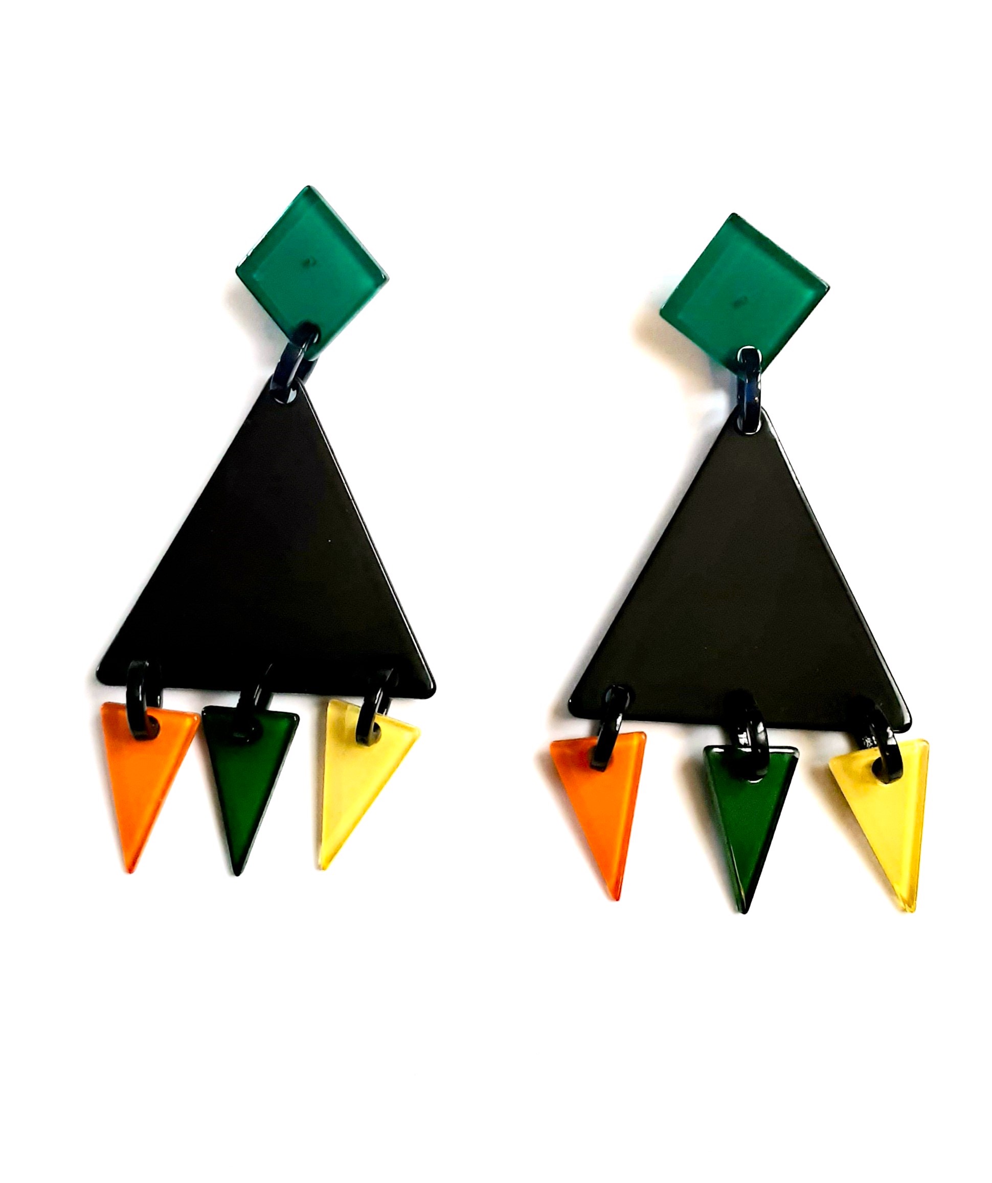 vintage coloured triangles earrings