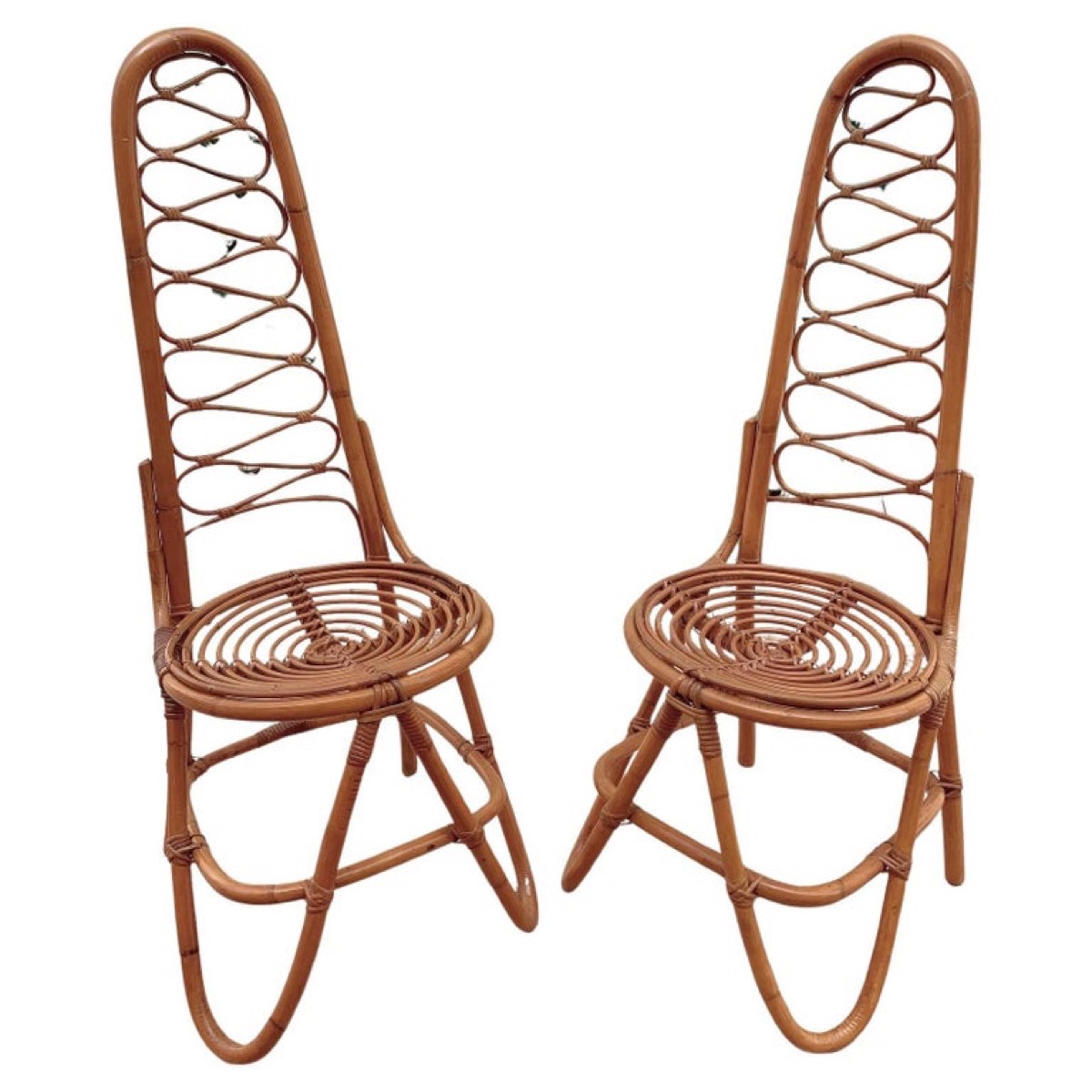 1960s Dirk Van Sliedrecht Rattan Chairs for Rohe Noordwolde