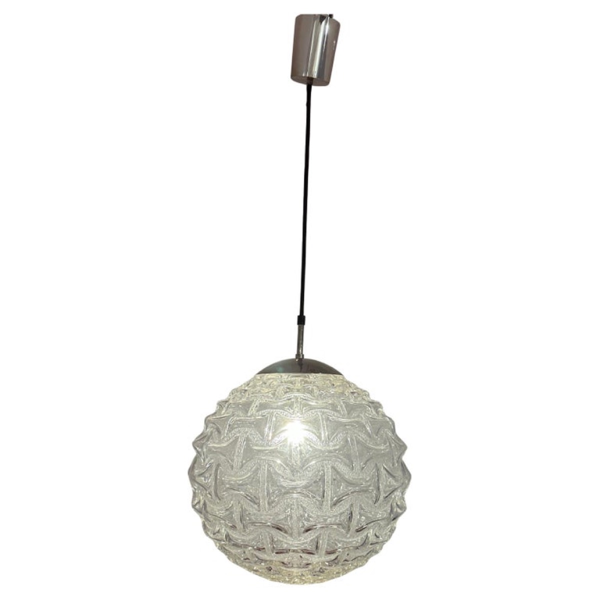 1970s German Doria Leuchten Glass Globe Hanging Light