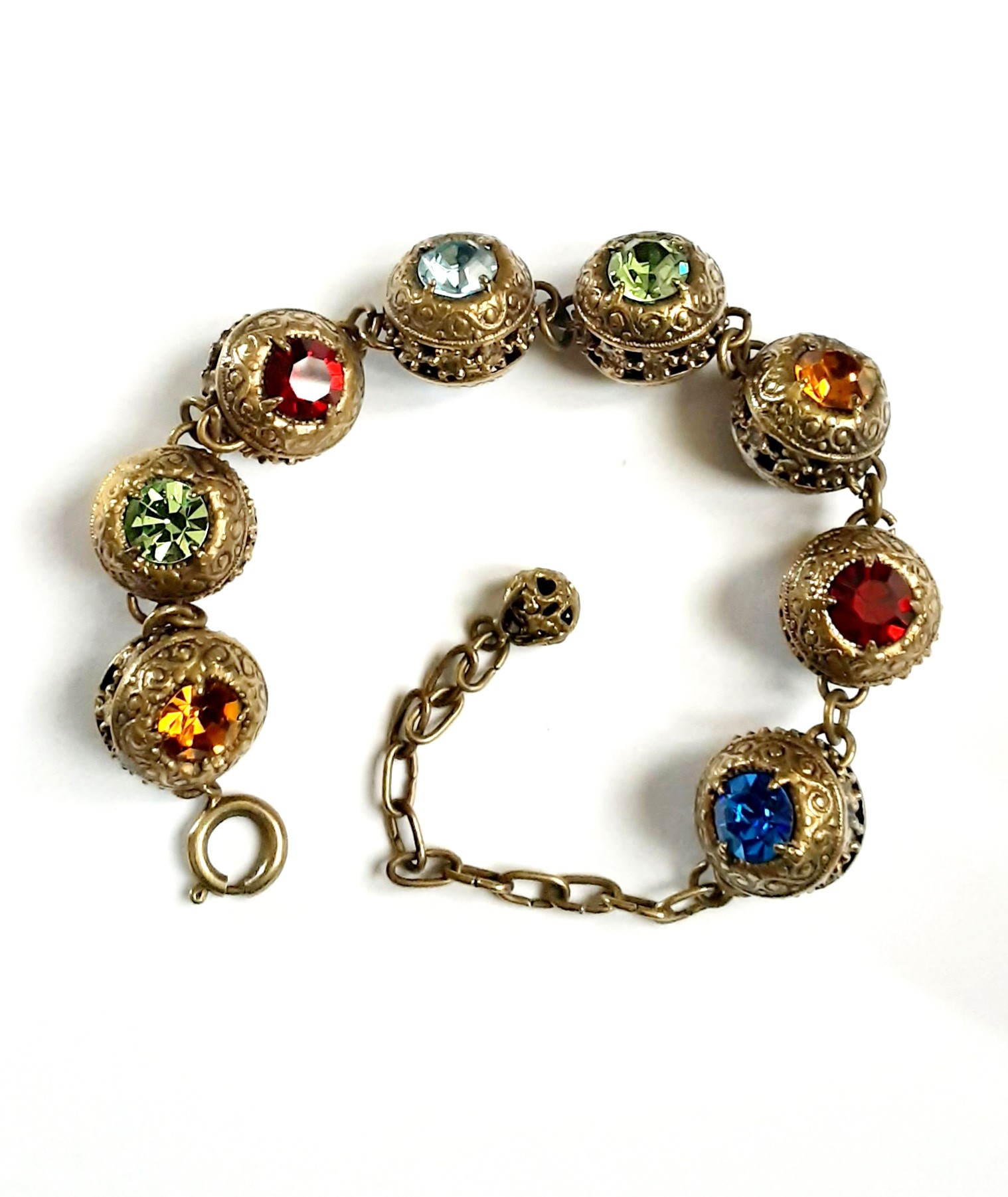 gold tone vintage round beads bracelet