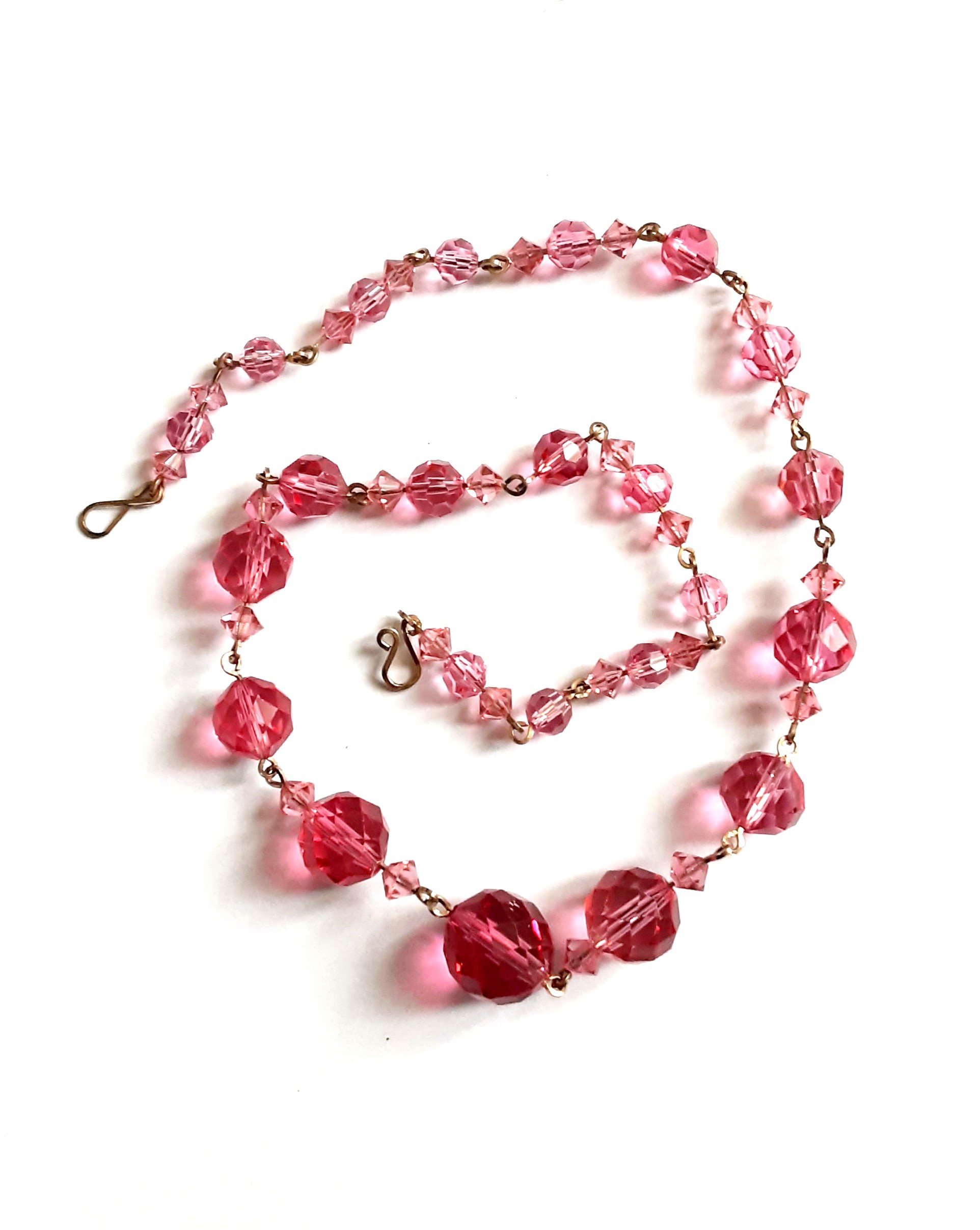 pink faceted graduated beads necklace