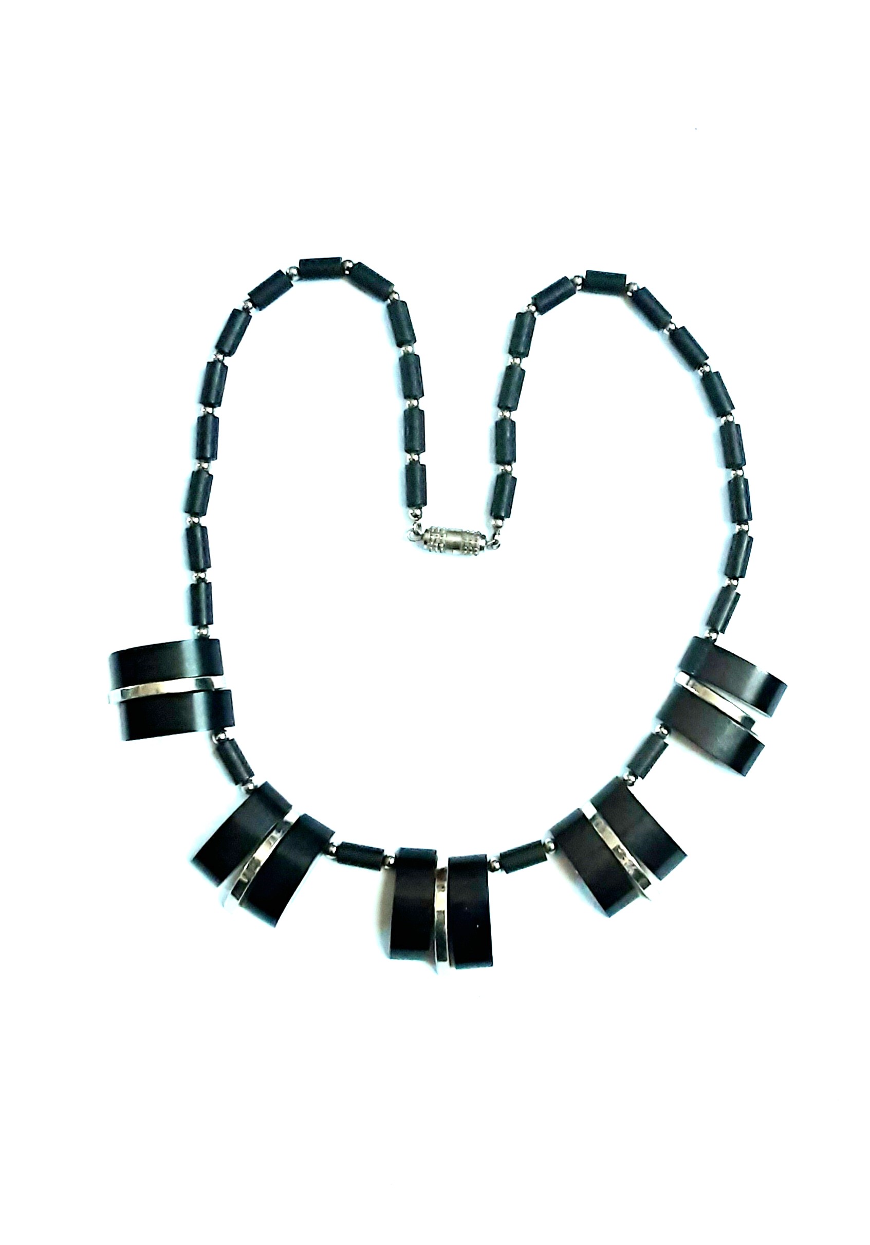 Deco chrome black galalith 30s necklace