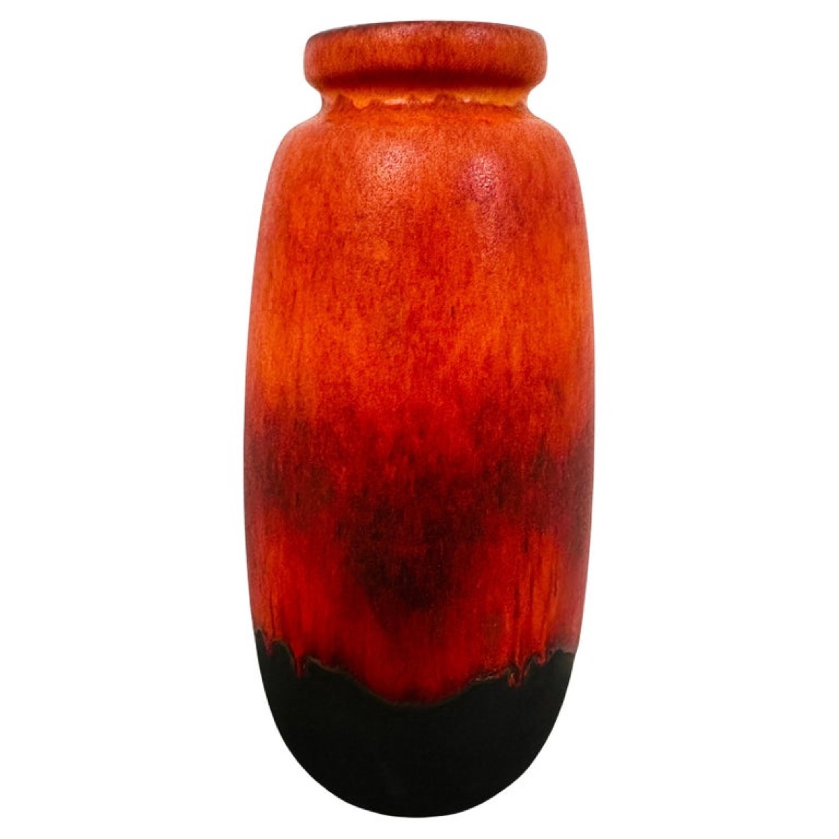 1970s German Scheurich Burnt Orange Fat Lava Vase